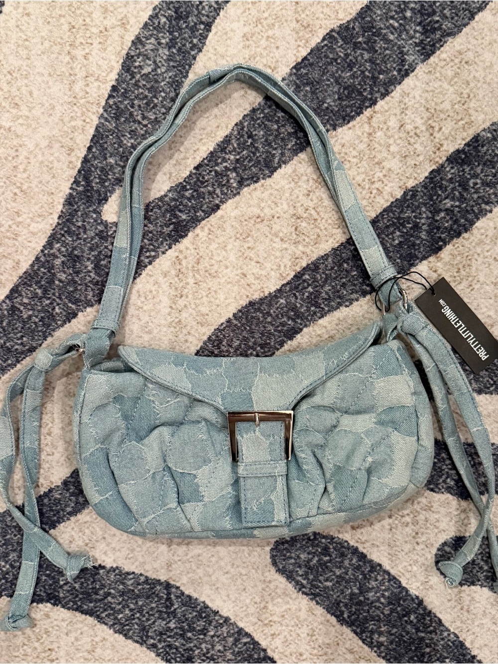 NWT PrettyLittleThing denim patchwork shoulder bag